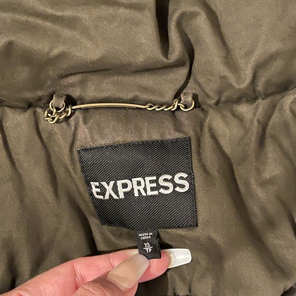 Express Olive Fur Trim Jacket - Picture 5 of 6